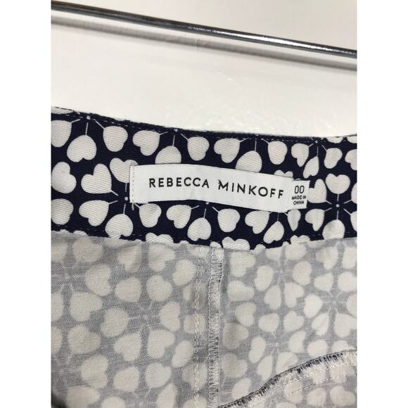 Rebecca Minkoff Marigold Front Zip Mini Skirt Blue White Hearts Spring Summer - Picture 6 of 11